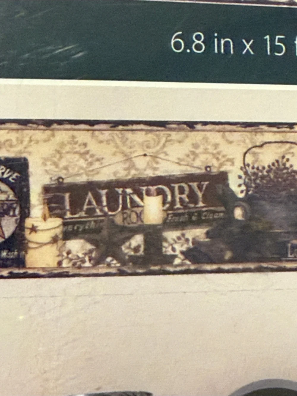 Laundry Room Border Pre-pasted wet and hang  15 feet x 6.8”